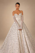 Luxury Off Shoulder Beaded Ball Gown Wedding Dress ZP181