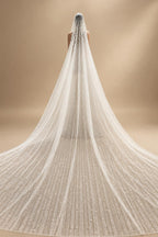 TOPQUEEN V139A Luxurious Wedding Veil with Pearls 5 Meter Long Bridal Veils Delicate Beaded Cathedral Length Veil Customizable