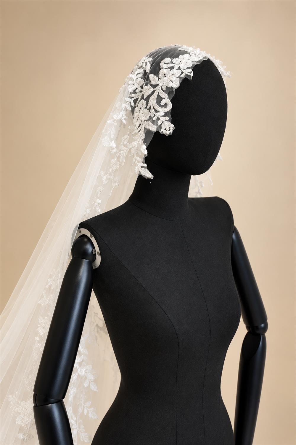 white ivory 3m 4m 5m One Layer Wedding Veil All Lace Appliqued Edge Bridal Veils Cathedral  Wedding Accessorie