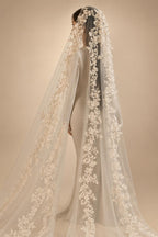 white ivory 3m 4m 5m One Layer Wedding Veil All Lace Appliqued Edge Bridal Veils Cathedral  Wedding Accessorie