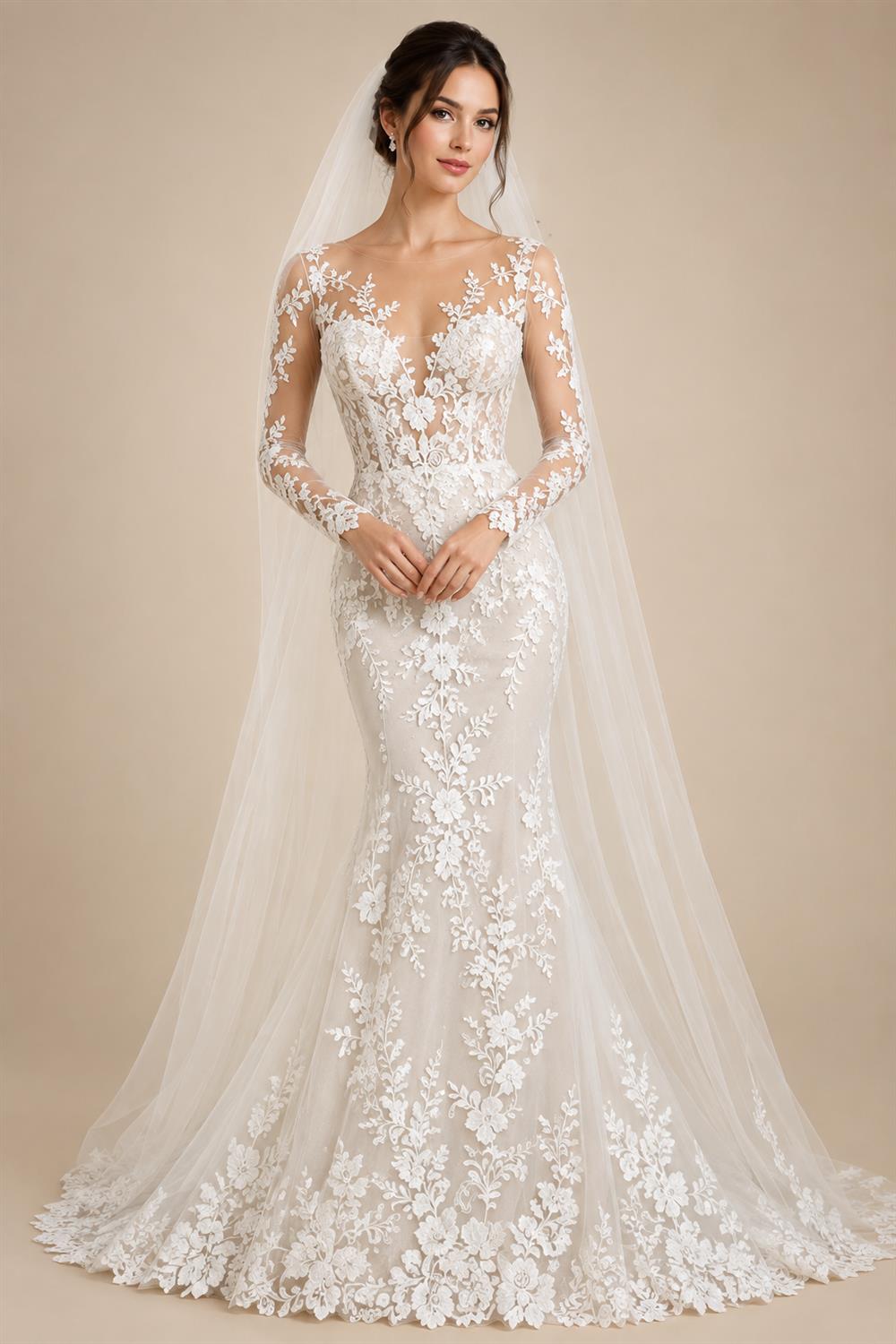 white ivory 3m 4m 5m One Layer Wedding Veil All Lace Appliqued Edge Bridal Veils Cathedral  Wedding Accessorie