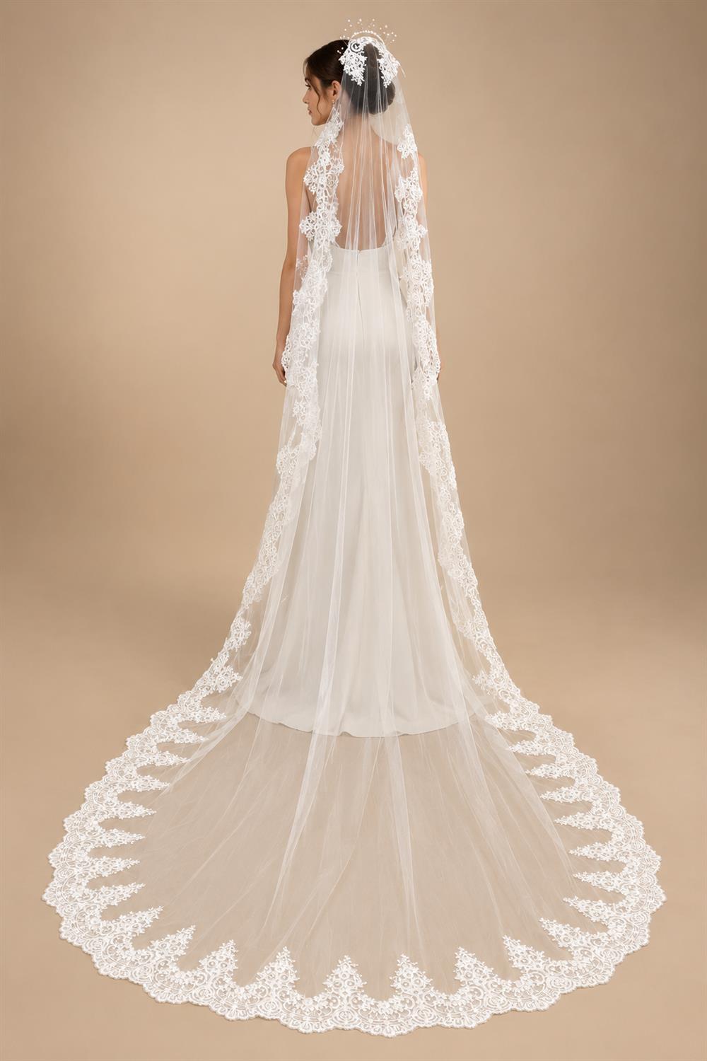 1 Layer Cathedral veil wedding veil women veil white ivory sequins lace veil bridal veil cover face veil with comb