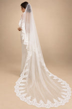 1 Layer Cathedral veil wedding veil women veil white ivory sequins lace veil bridal veil cover face veil with comb