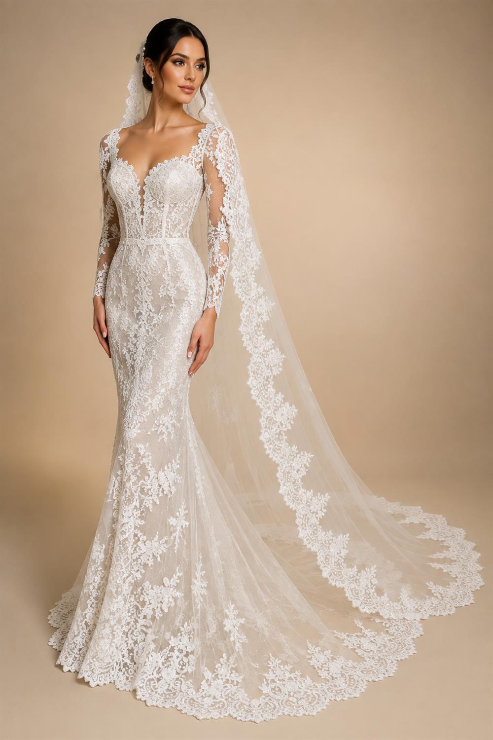1 Layer Cathedral veil wedding veil women veil white ivory sequins lace veil bridal veil cover face veil with comb