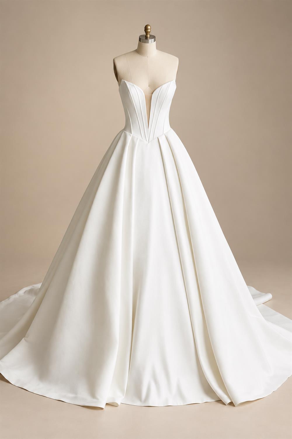 Customized Off Shoulder Crepe Satin A Line Floor Length Wedding Dress