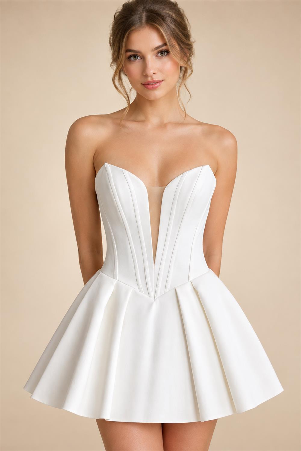 Customized Off Shoulder Crepe Satin A Line Floor Length Wedding Dress