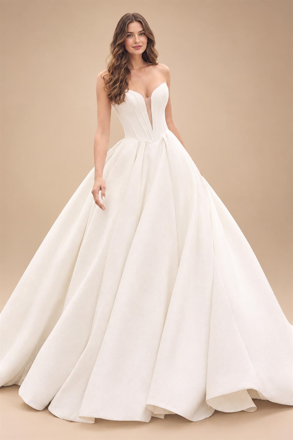 Customized Off Shoulder Crepe Satin A Line Floor Length Wedding Dress
