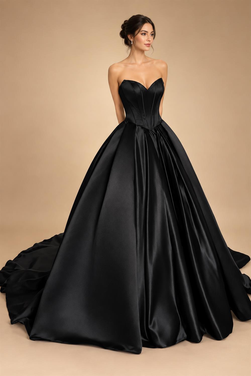 Customized Off Shoulder Crepe Satin A Line Floor Length Wedding Dress