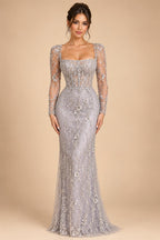Custom Chiffon Sweetheart Wedding Dress Long Sleeves Illusion Lace Bridal Gown
