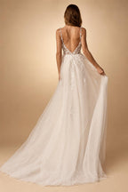 Custom Beach Wedding Dress With Beaded Lace And V Neck Spaghetti Straps