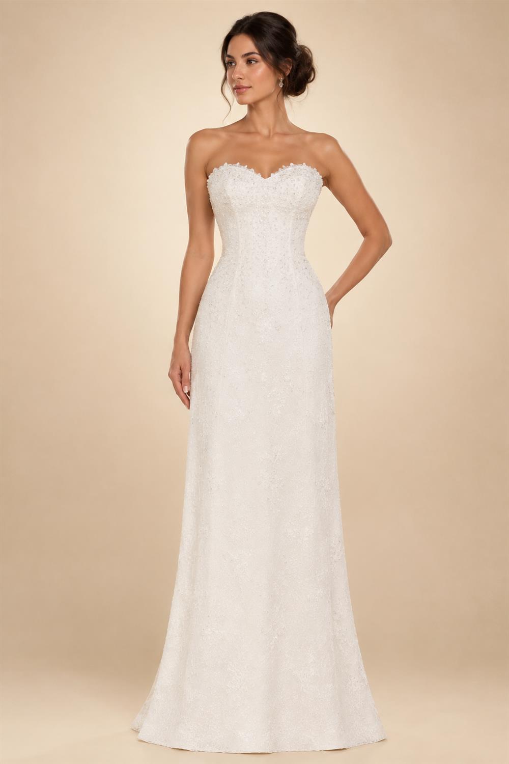 Custom Short V Neck Beaded Wedding Dress Above Knee Bridal Gown