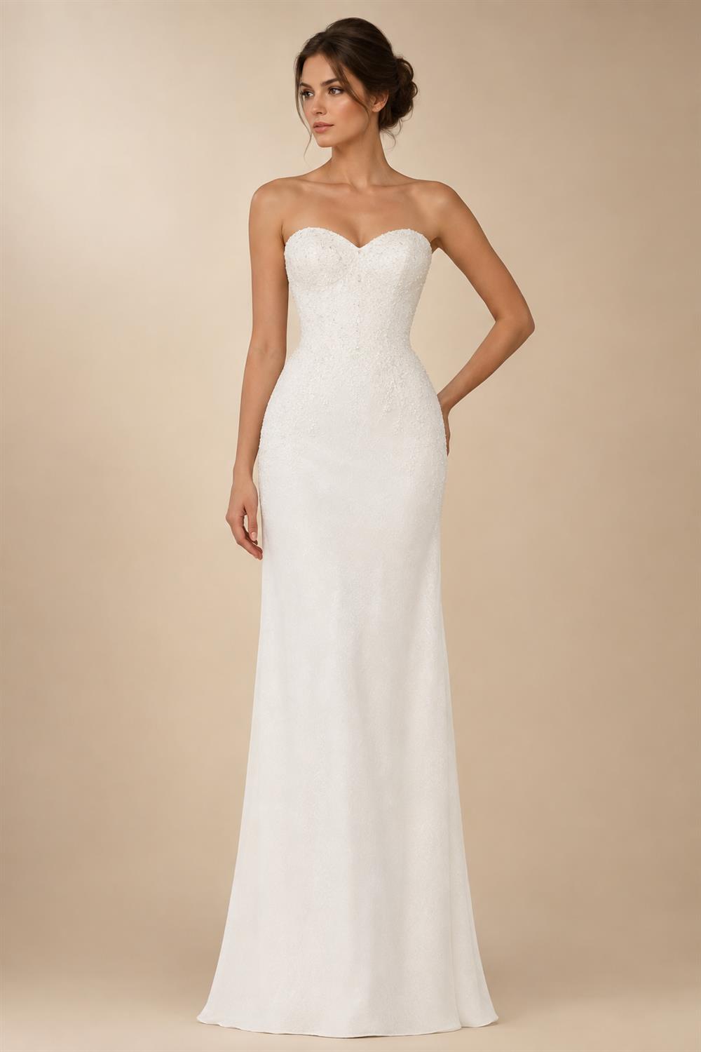 Custom Made Lace Black Ivory V Neck Open Back Wedding Dress
