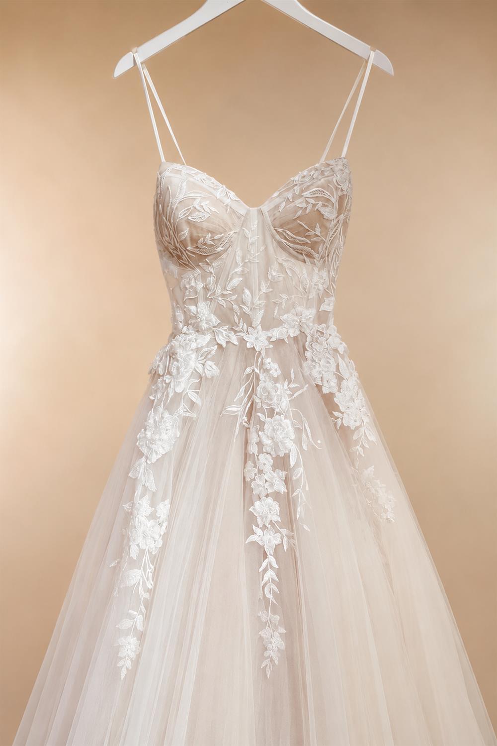 Princess Lace Wedding Dress Bridal Robe 2024 Vestido Spaghetti Straps Chapel Train Champagne Tulle Wedding Gown (ZD02147)