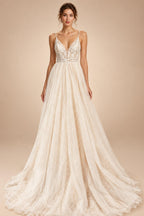 Spaghetti Straps Champagne Boho Wedding Dress For Women Vestido Civil Bridal Church Wedding Gowns suknie slubne