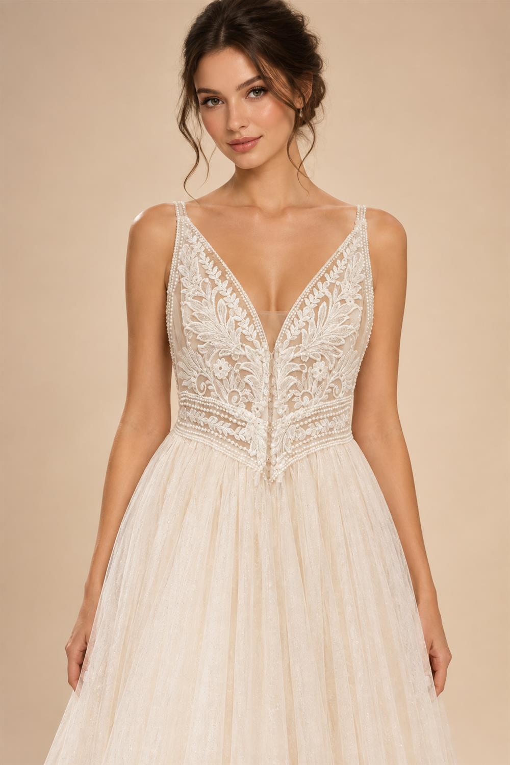 Spaghetti Straps Champagne Boho Wedding Dress For Women Vestido Civil Bridal Church Wedding Gowns suknie slubne