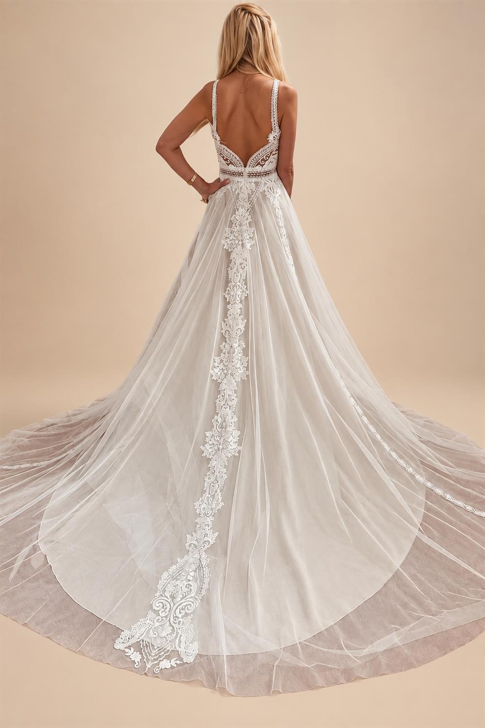 Custom Summer Boho A Line Wedding Dress With Lace V Neck