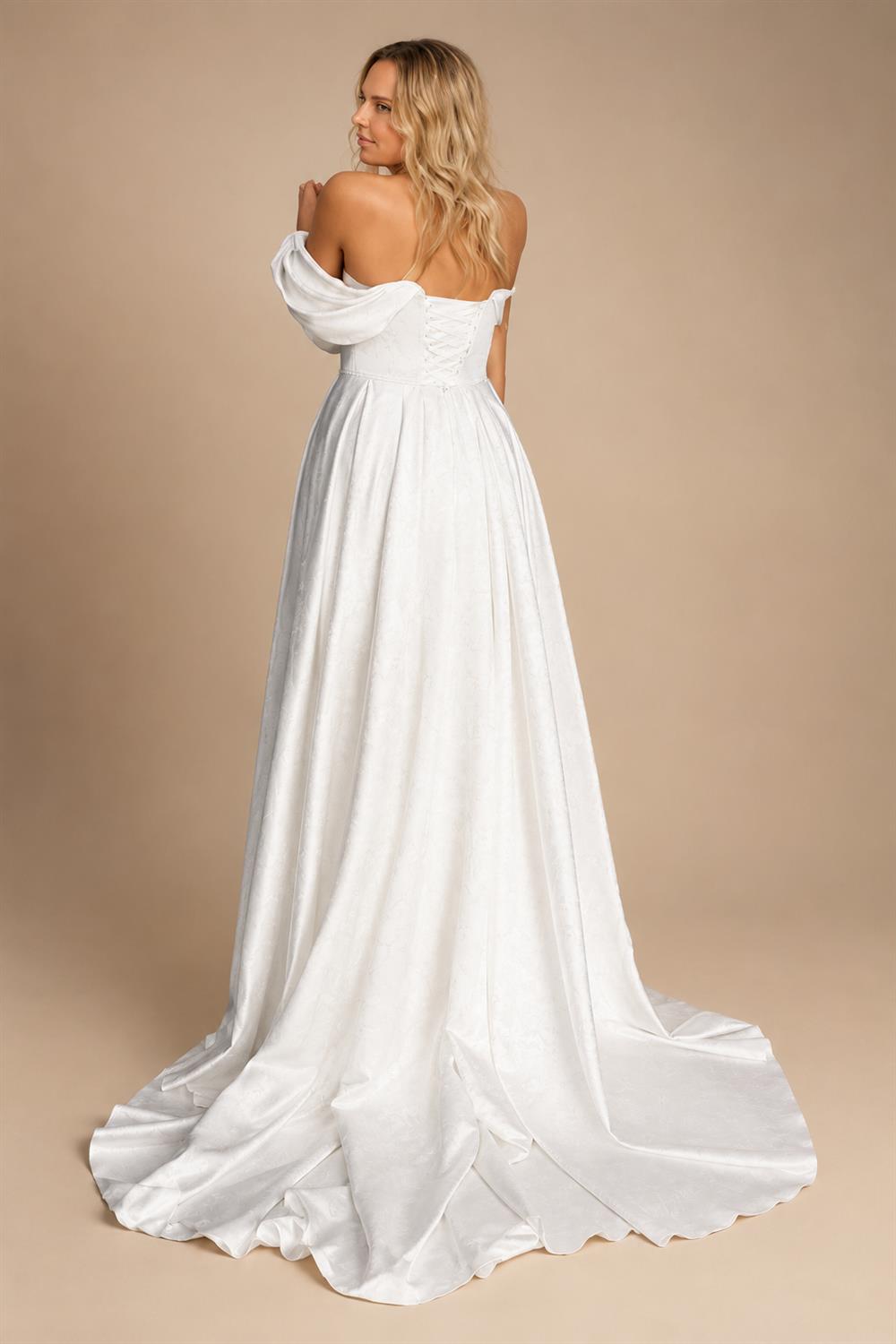 Soft Satin Off Shoulder Plus Size Custom Bridal Wedding Dress