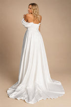 Soft Satin Off Shoulder Plus Size Custom Bridal Wedding Dress