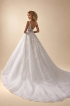 Custom Ivory Lace V Neck Sleeveless A Line Bridal Wedding Dress Boho Style