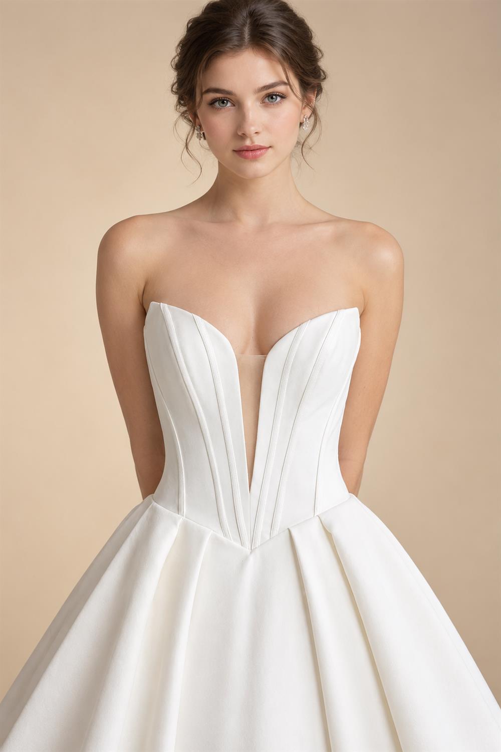 Customized Off Shoulder Crepe Satin A Line Floor Length Wedding Dress