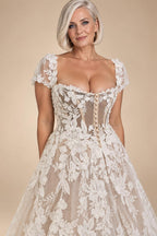 Womens Off Shoulder Lace Applique Beach Wedding Dress Boho Bridal Gown Custom