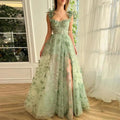 Lydia |A-line Butterfly Lace Lilac Corset Prom Dress with Slit by KissProm