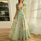 Lydia |A-line Butterfly Lace Lilac Corset Prom Dress with Slit by KissProm