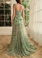 Lydia |A-line Butterfly Lace Lilac Corset Prom Dress with Slit by KissProm