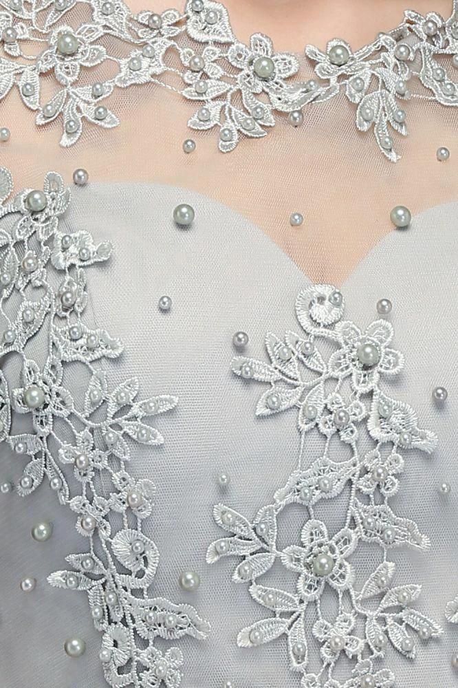 Illusion Neckline Long Appliques Chiffon Prom Dresses by misshow.com