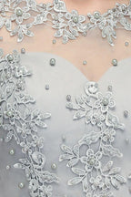 Illusion Neckline Long Appliques Chiffon Prom Dresses by misshow.com