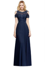 Illusion Neckline Long Appliques Chiffon Prom Dresses by misshow.com