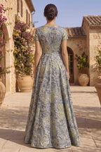 Jacquard Sheath/Column V-Neck Floor-Length Mother of the Bride & Groom Dresses with Ruched Waist (SHI22501059)