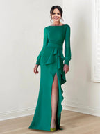 فساتين أم العروس بدون أكمام بتصميم ضيق/عمودي