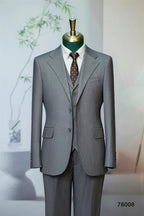 Subtle Pinstripe Grey Wool Three Piece Suit for Groom and Business (ZD17099)