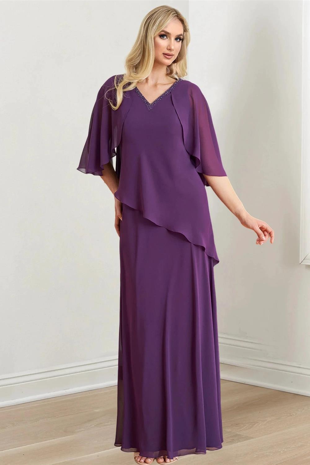 A-Line/Princess V-Neck Floor-Length Mother of the Bride Dresses (ZD10998)