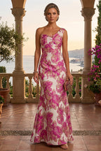 Jacquard Sheath/Column One Shoulder Floor-Length Mother of the Bride & Groom Dresses with Ruched Satin Bodice & Bow (SHI22501007)