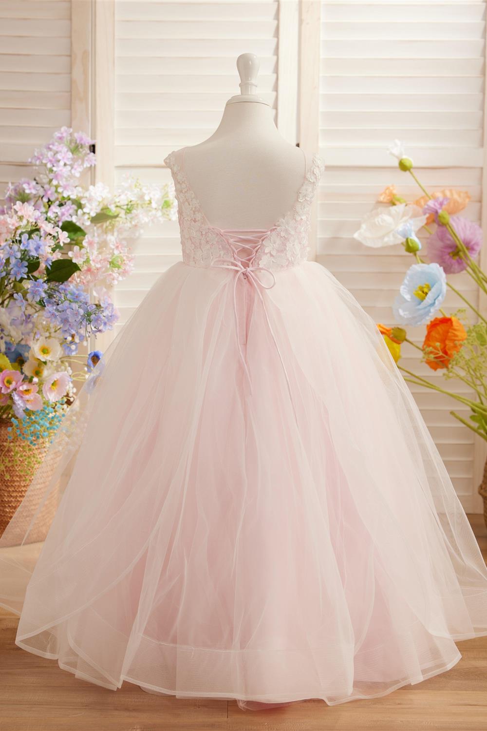 Enchanted Princess Tulle and Lace  Flower Girl Dress