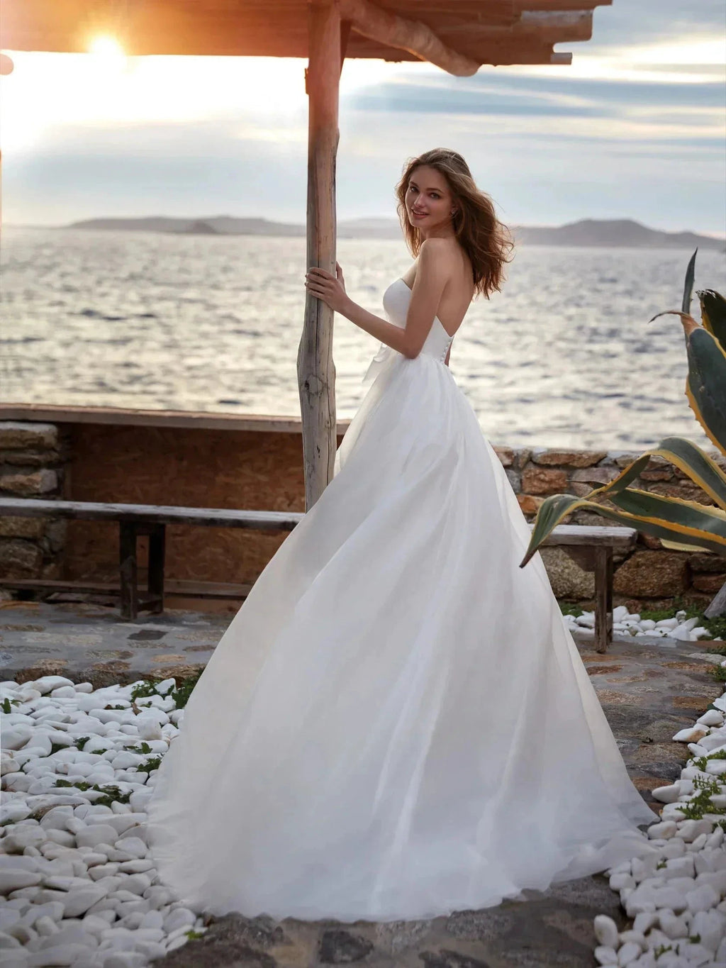 Hermosos vestidos de novia de corte A con cuello redondo para mujer, sexys, sin mangas, formales, para fiesta en la playa, vestidos de novia de talla grande, vestido de casamento