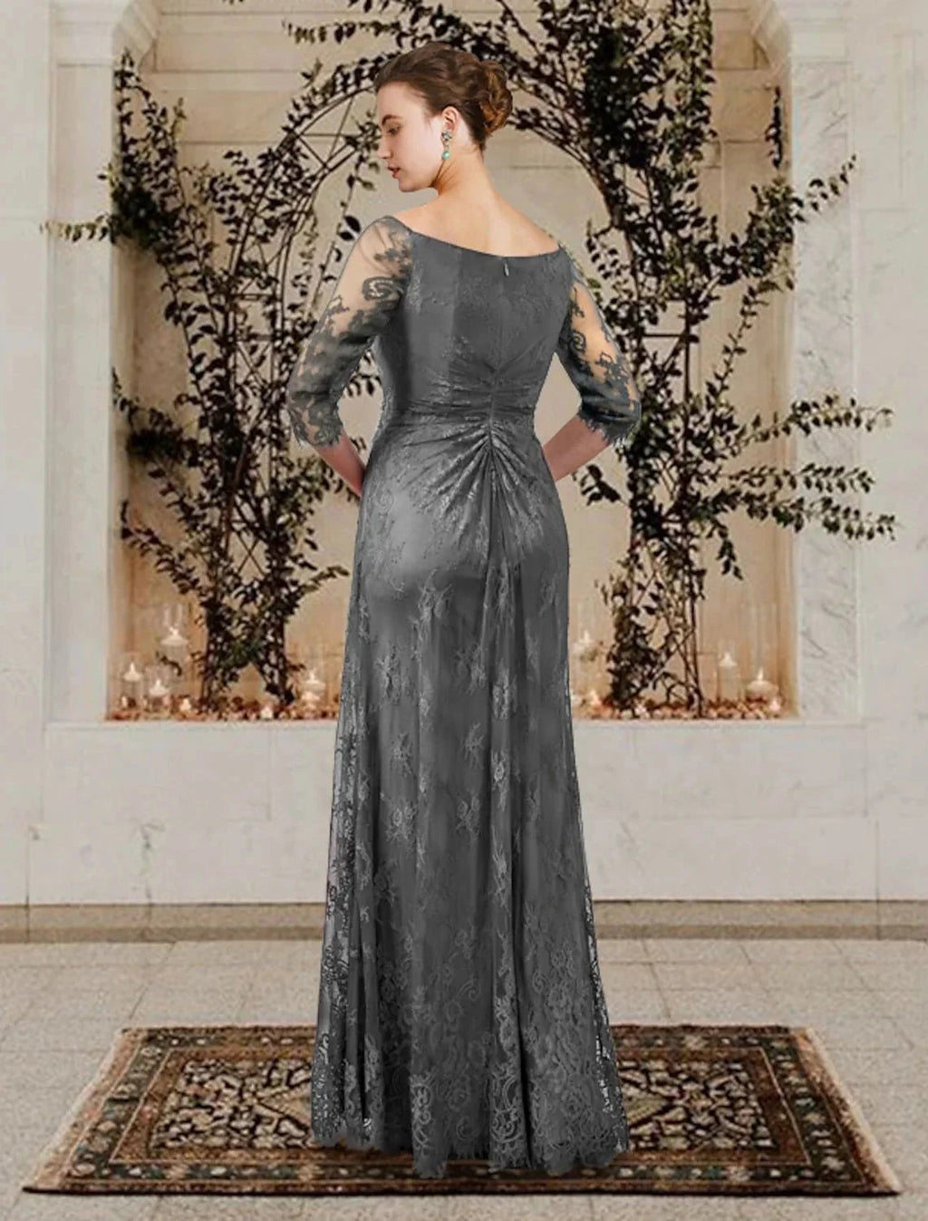 A-Line/Princess Jewel Neck Floor-Length Mother of the Bride Dresses by Dreamylily