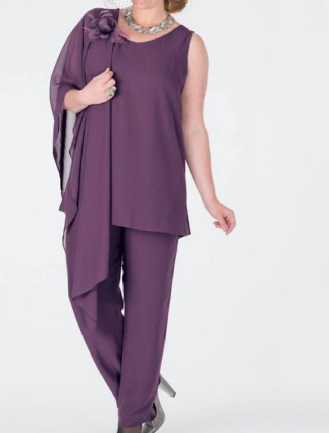 Chiffon Mother of the Bride Pantsuits with Jacket Main Image