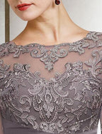 Chiffon half Sleeves Mother of the Bride Pantsuits with Lace