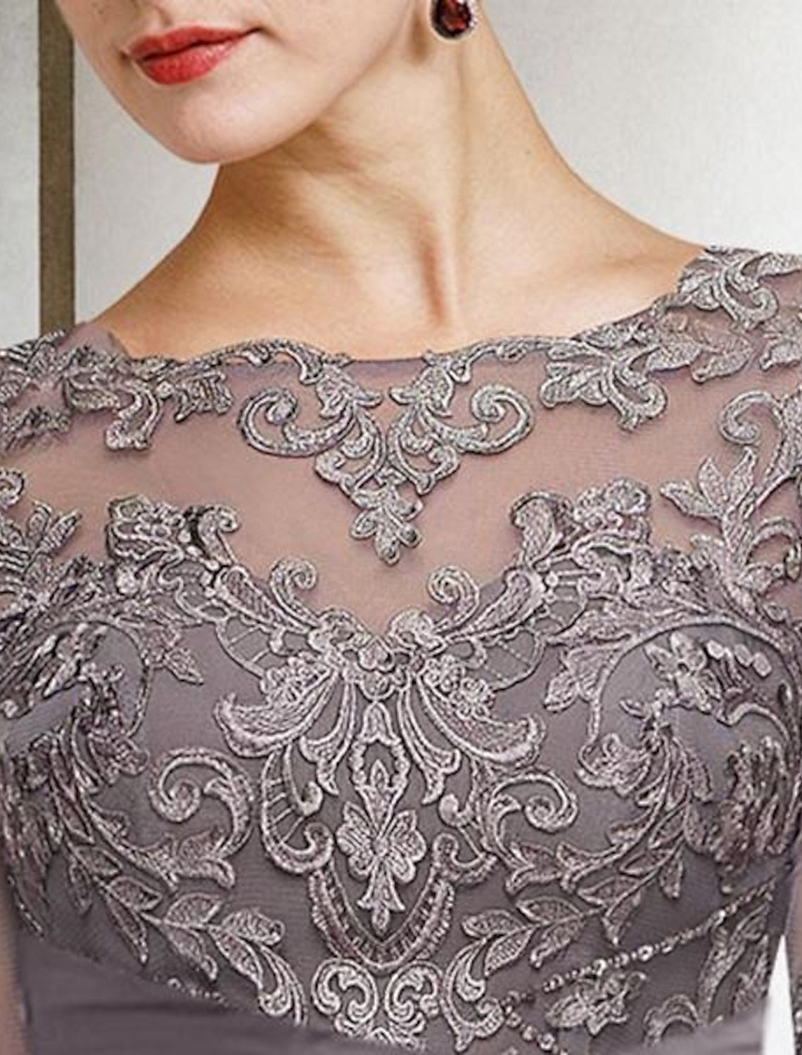 Chiffon half Sleeves Mother of the Bride Pantsuits with Lace