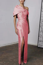 A-Line/Princess One-Shoulder Half Sleeves Floor-Length Mother of the Bride Dresses with Ruffles (ZD10954)