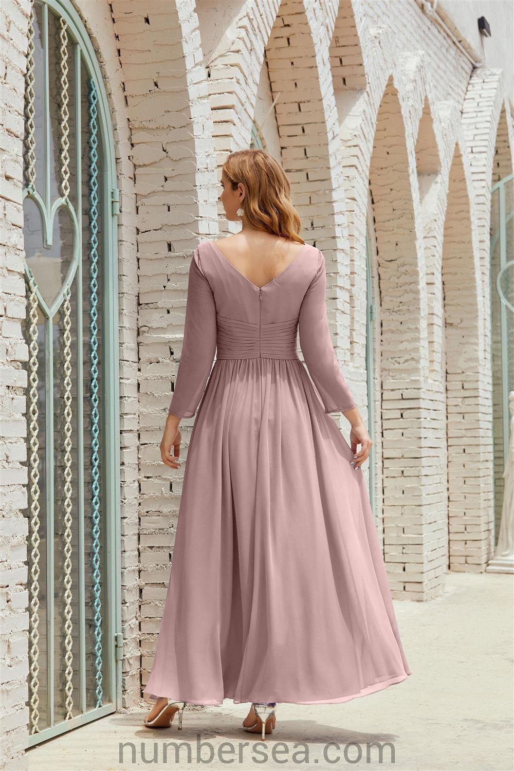 Vestido de dama de honor Numbersea de gasa, vestido de fiesta formal, vestido de noche 28016 