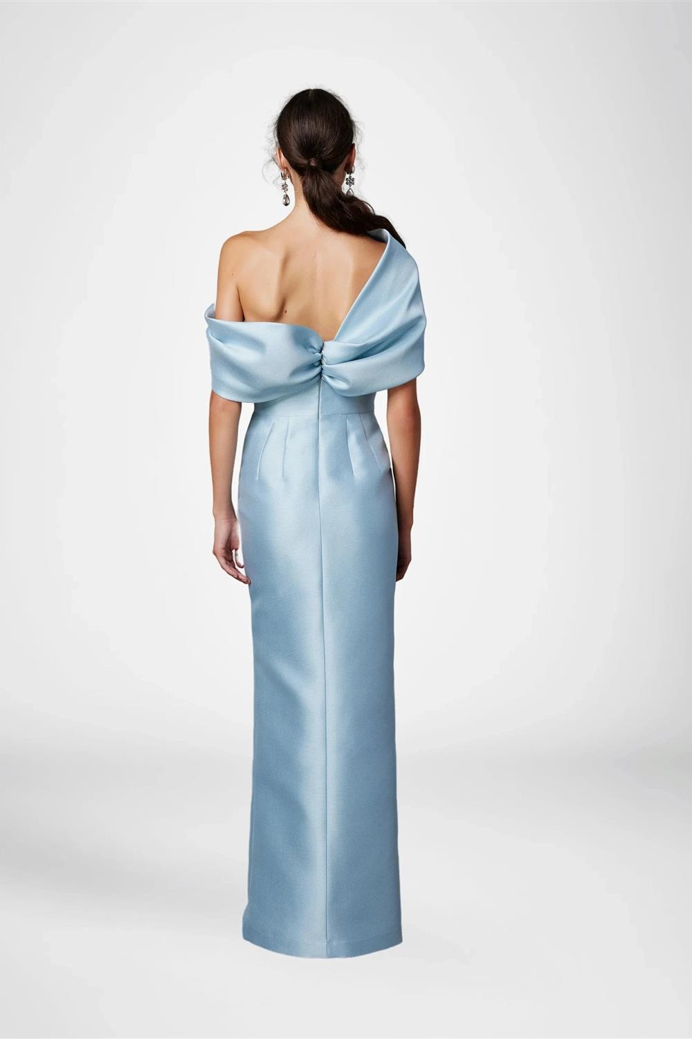 A-Line/Princess One-Shoulder Half Sleeves Floor-Length Mother of the Bride Dresses with Ruffles (ZD10954)