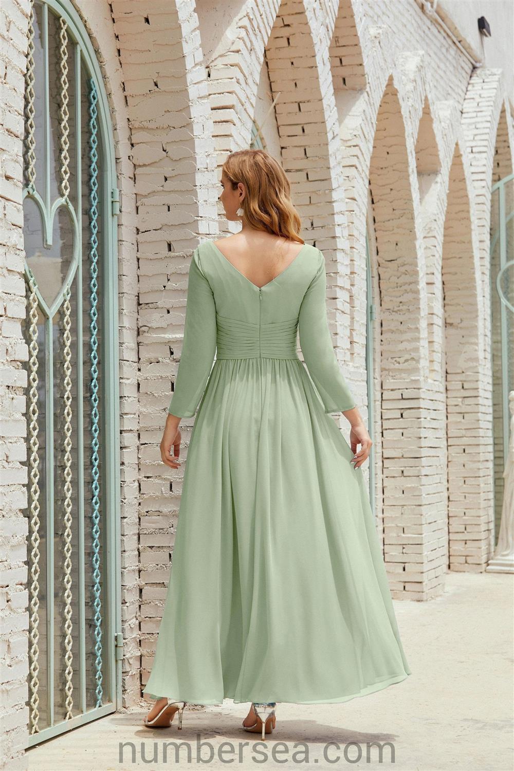 Vestido de dama de honor Numbersea de gasa, vestido de fiesta formal, vestido de noche 28016 