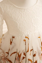Tulle A-Line Full-Length Boho Flower Girl Dress