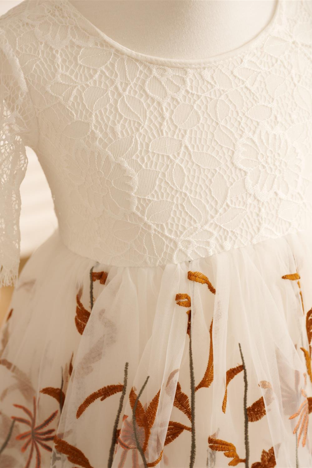 Tulle A-Line Full-Length Boho Flower Girl Dress