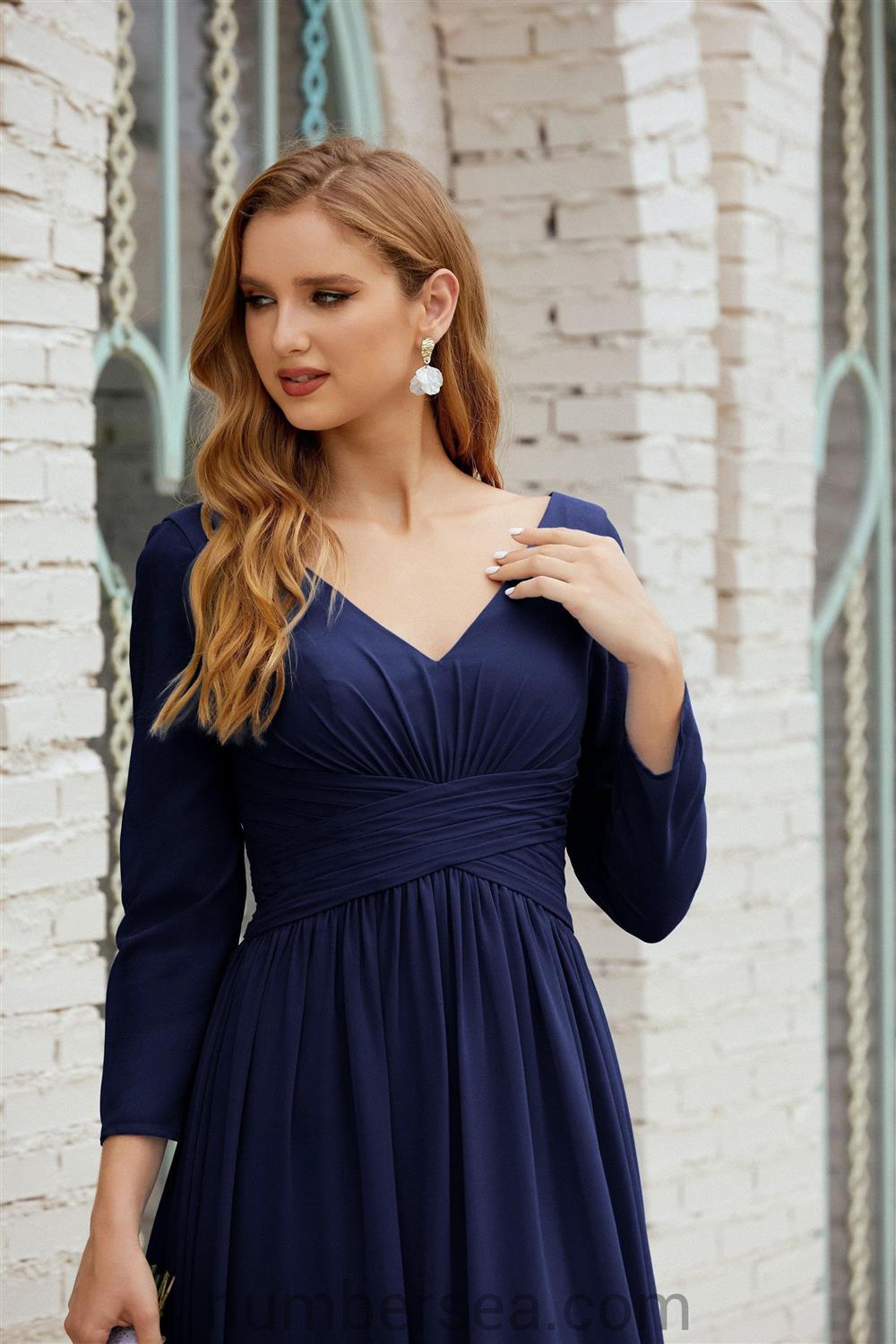 Vestido de dama de honor Numbersea de gasa, vestido de fiesta formal, vestido de noche 28016 