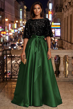 Sheath Satin 3/4 Sleeves Maxi Mother of the Bride & Groom Dresses with Chiffon Cape (SHI22500709)
